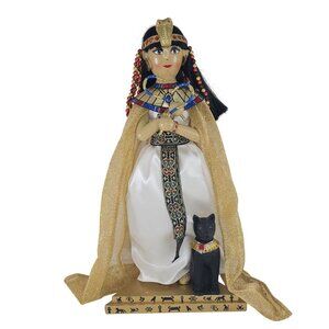Egyptian Queen Nutcracker Figurine 2005 Nutcracker Village 14" W/ Cat